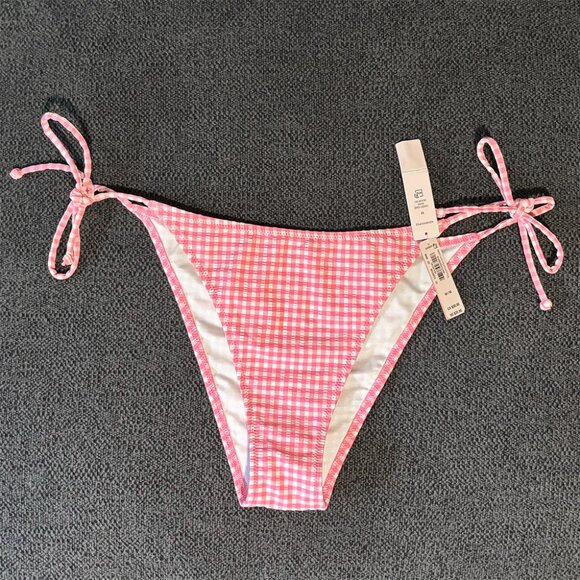 NWT Victoria's Secret Gingham Brazilian Bikini Bottom Hollywood Pink - Size M - Picture 2 of 4